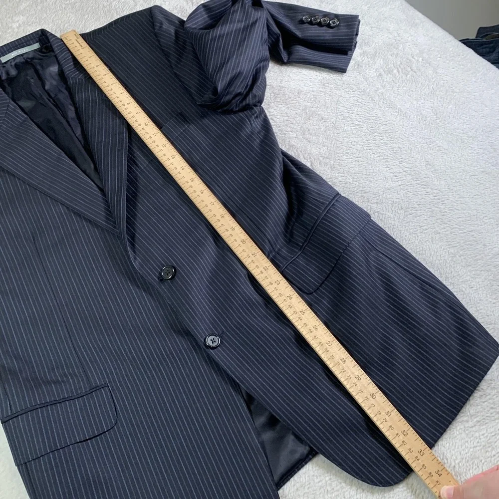 Hickey Freeman‎ Suit Jacket Mens 42R Blue Pinstripe Super 130s Wool Made USA